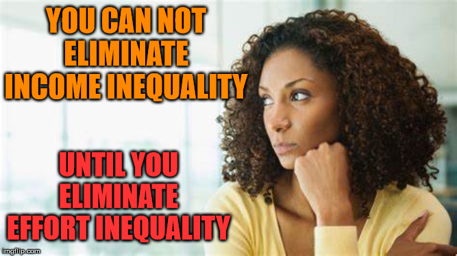 It is all about effort and what you want out of life. | YOU CAN NOT ELIMINATE INCOME INEQUALITY; UNTIL YOU ELIMINATE EFFORT INEQUALITY | image tagged in effort,income inequality,working | made w/ Imgflip meme maker