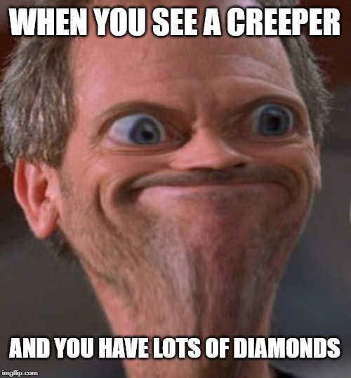 That Face...
It scares me. | WHEN YOU SEE A CREEPER; AND YOU HAVE LOTS OF DIAMONDS | image tagged in u wot m8 | made w/ Imgflip meme maker
