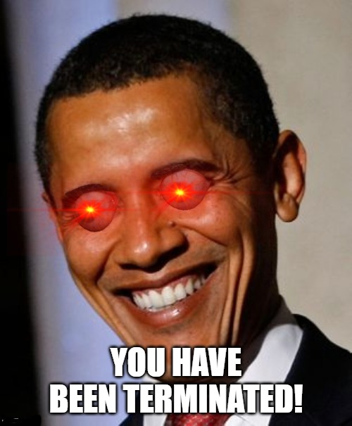 npc meme | YOU HAVE BEEN TERMINATED! | image tagged in politics,obama,political meme,memes,funny | made w/ Imgflip meme maker