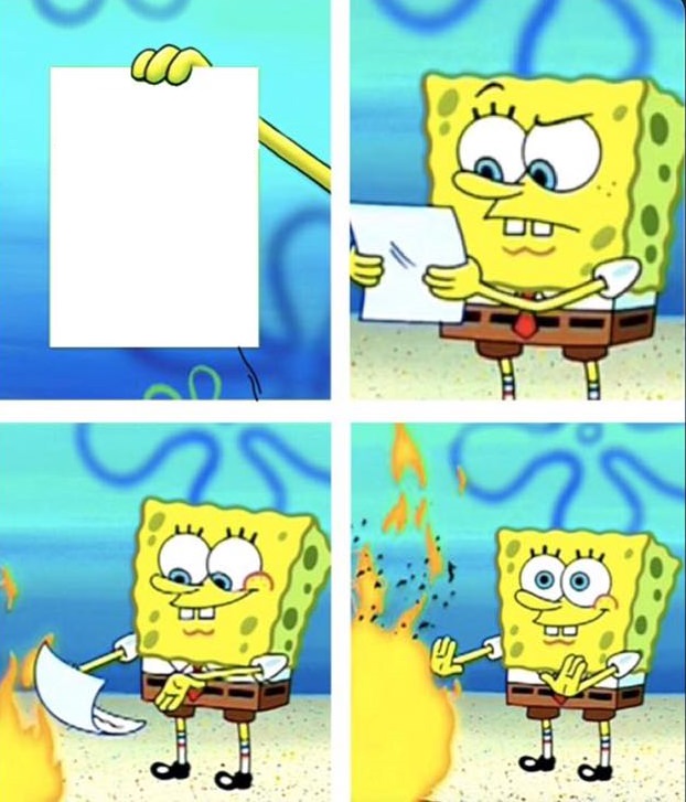 High Quality Sponge burn paper Blank Meme Template
