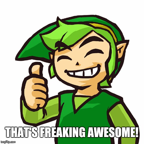 Happy Link | THAT'S FREAKING AWESOME! | image tagged in happy link | made w/ Imgflip meme maker