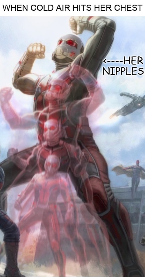 High Quality Antman When Cold Air Hits Her Chest Blank Meme Template