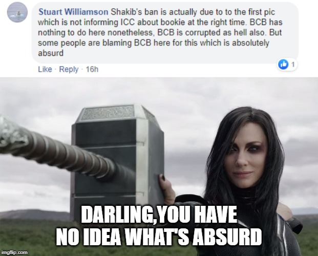 DARLING,YOU HAVE NO IDEA WHAT'S ABSURD | image tagged in hela holding mjonir | made w/ Imgflip meme maker