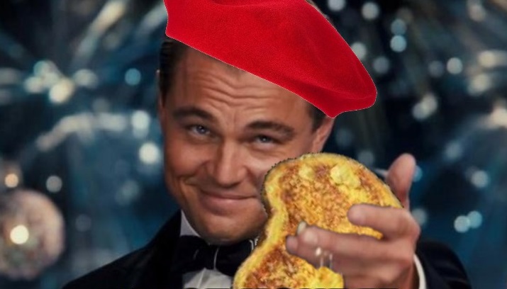 Leo holding french fries up which flies are french kissing Blank Meme Template