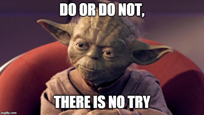 Yoda Wisdom | DO OR DO NOT, THERE IS NO TRY | image tagged in yoda wisdom | made w/ Imgflip meme maker
