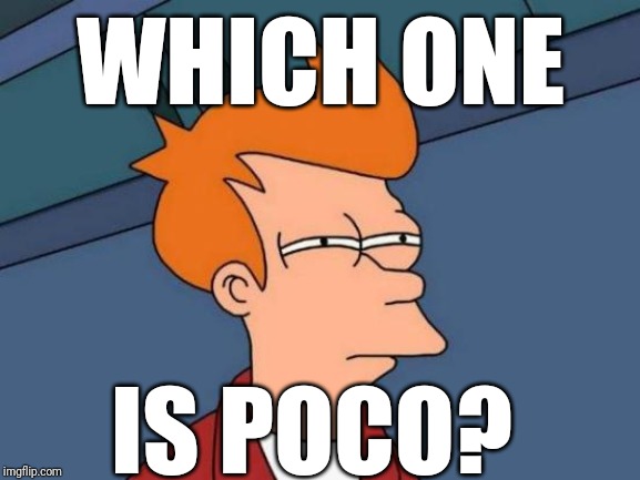 Futurama Fry Meme | WHICH ONE IS POCO? | image tagged in memes,futurama fry | made w/ Imgflip meme maker