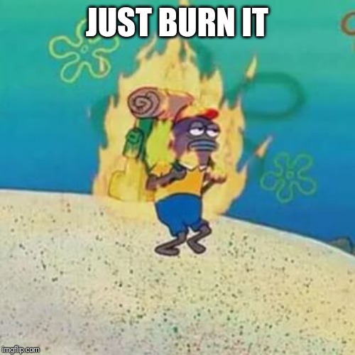 spongebob on fire | JUST BURN IT | image tagged in spongebob on fire | made w/ Imgflip meme maker