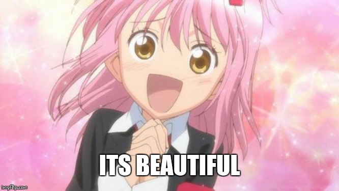 aww anime girl | ITS BEAUTIFUL | image tagged in aww anime girl | made w/ Imgflip meme maker