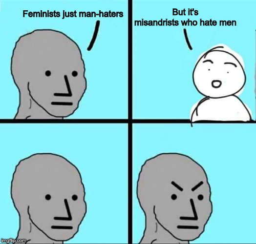 NPC Meme | But it's misandrists who hate men; Feminists just man-haters | image tagged in npc meme | made w/ Imgflip meme maker