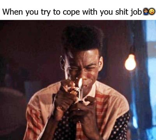 Pookie Coping With Your Shit Job Blank Meme Template