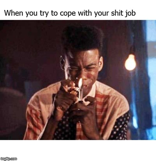 Pookie Coping With Your Shit Job Blank Meme Template