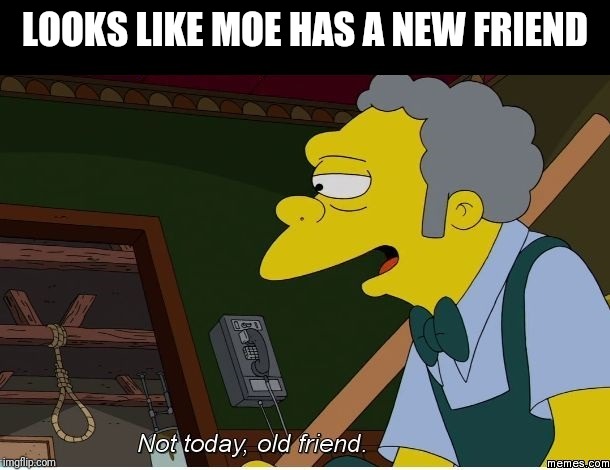 Moe | LOOKS LIKE MOE HAS A NEW FRIEND | image tagged in moe | made w/ Imgflip meme maker