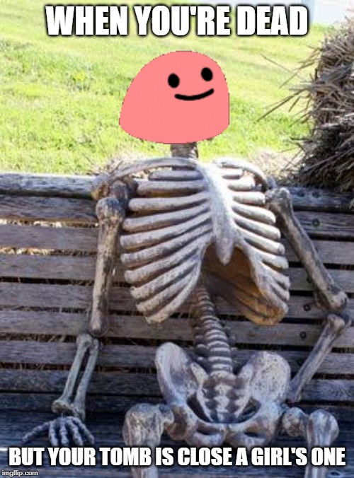 Waiting Skeleton Meme | WHEN YOU'RE DEAD; BUT YOUR TOMB IS CLOSE A GIRL'S ONE | image tagged in memes,waiting skeleton | made w/ Imgflip meme maker