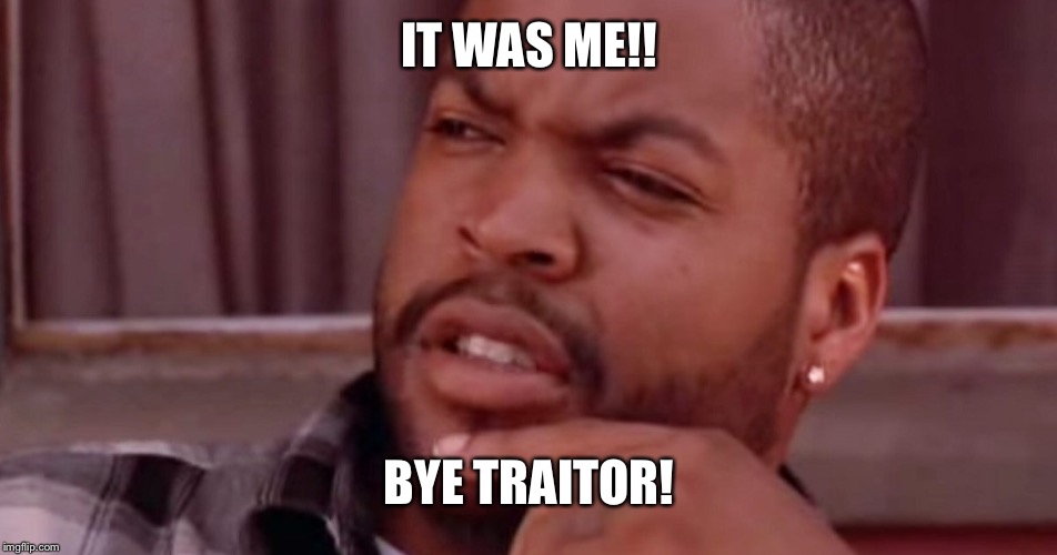 Ice Cube Bye Felicia | IT WAS ME!! BYE TRAITOR! | image tagged in ice cube bye felicia | made w/ Imgflip meme maker