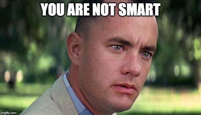 Forest Gump | YOU ARE NOT SMART | image tagged in forest gump | made w/ Imgflip meme maker