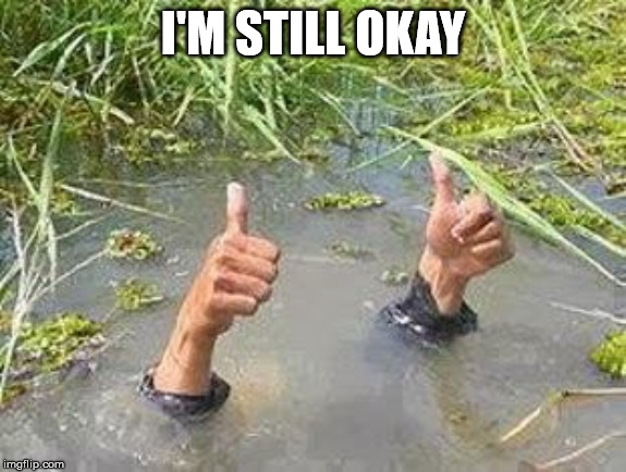 FLOODING THUMBS UP | I'M STILL OKAY | image tagged in flooding thumbs up | made w/ Imgflip meme maker