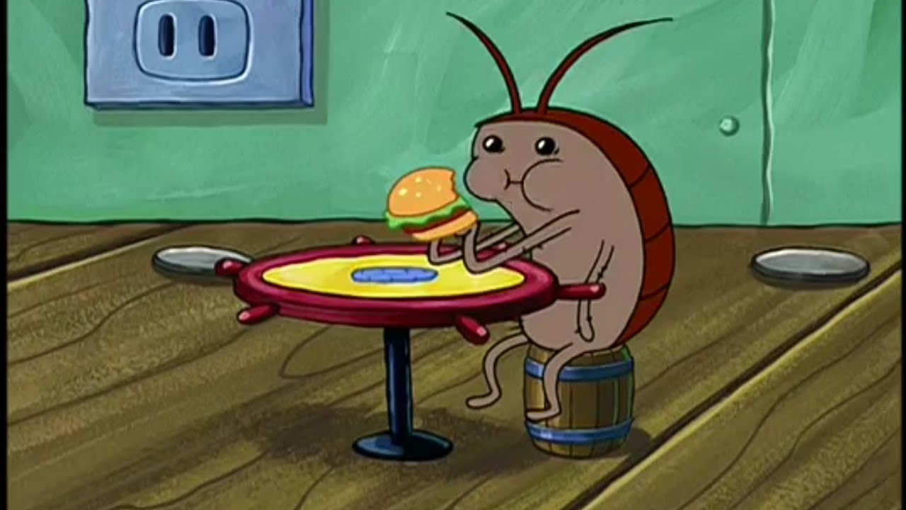 Spongebob Cockroach Eating Blank Meme Template