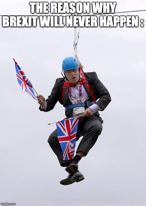 Boris Johnson Stuck | THE REASON WHY BREXIT WILL NEVER HAPPEN : | image tagged in boris johnson stuck | made w/ Imgflip meme maker