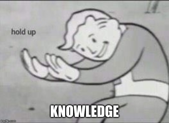 Fallout Hold Up | KNOWLEDGE | image tagged in fallout hold up | made w/ Imgflip meme maker