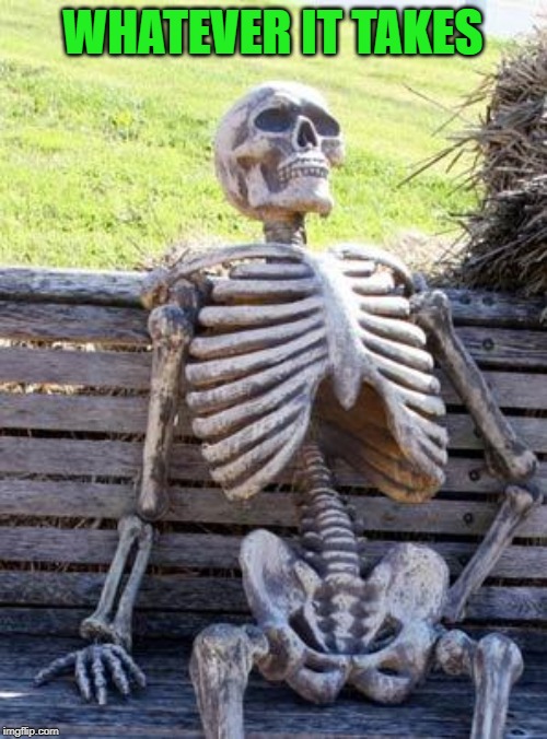 Waiting Skeleton Meme | WHATEVER IT TAKES | image tagged in memes,waiting skeleton | made w/ Imgflip meme maker