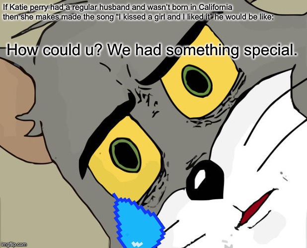 Unsettled Tom | If Katie perry had a regular husband and wasn’t born in California then she makes made the song “I kissed a girl and I liked it” he would be like:; How could u? We had something special. | image tagged in memes,unsettled tom | made w/ Imgflip meme maker