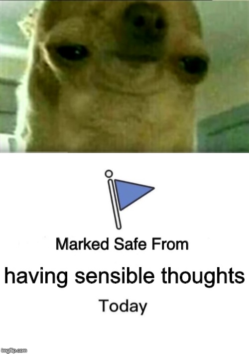 having sensible thoughts | image tagged in memes,marked safe from | made w/ Imgflip meme maker