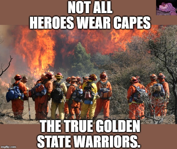 These people don't get enough credit. | NOT ALL HEROES WEAR CAPES; THE TRUE GOLDEN STATE WARRIORS. | image tagged in forest firefighters | made w/ Imgflip meme maker
