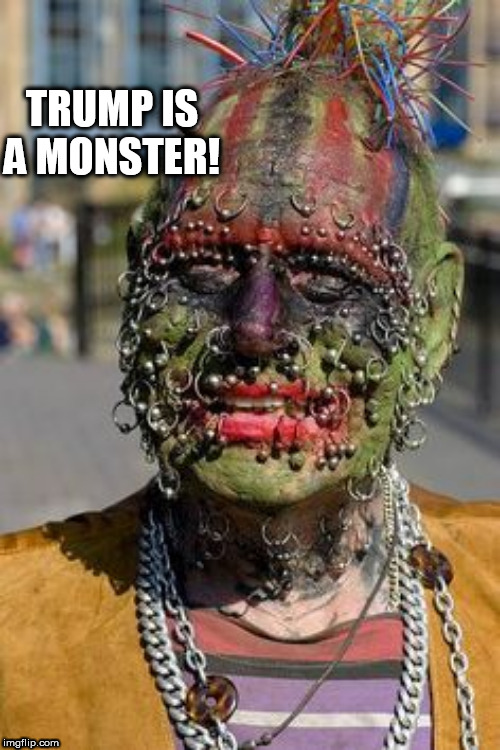 dem | TRUMP IS A MONSTER! | image tagged in dem | made w/ Imgflip meme maker