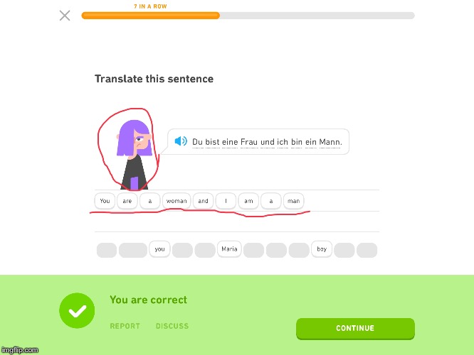 Gender Mix-up | image tagged in duolingo,lol,funny | made w/ Imgflip meme maker