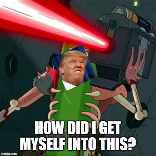 Pickle rick laser | HOW DID I GET MYSELF INTO THIS? | image tagged in pickle rick laser | made w/ Imgflip meme maker