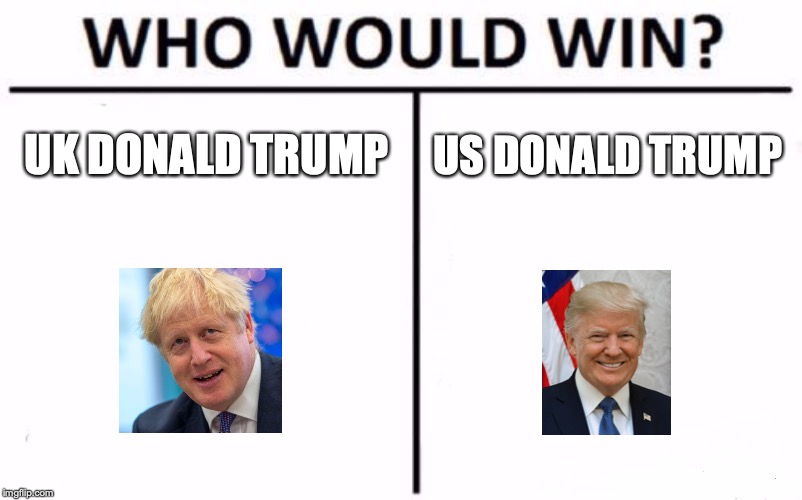 Who Would Win? Meme | UK DONALD TRUMP; US DONALD TRUMP | image tagged in memes,who would win | made w/ Imgflip meme maker