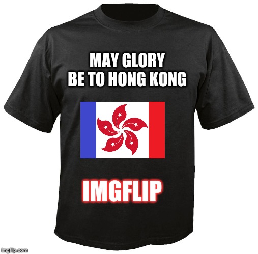 This Is The Official Imgflip shirt of the Hong Kong Protestors | MAY GLORY BE TO HONG KONG; IMGFLIP | image tagged in blank t-shirt,memes,imgflip,hong kong,protest,politics | made w/ Imgflip meme maker