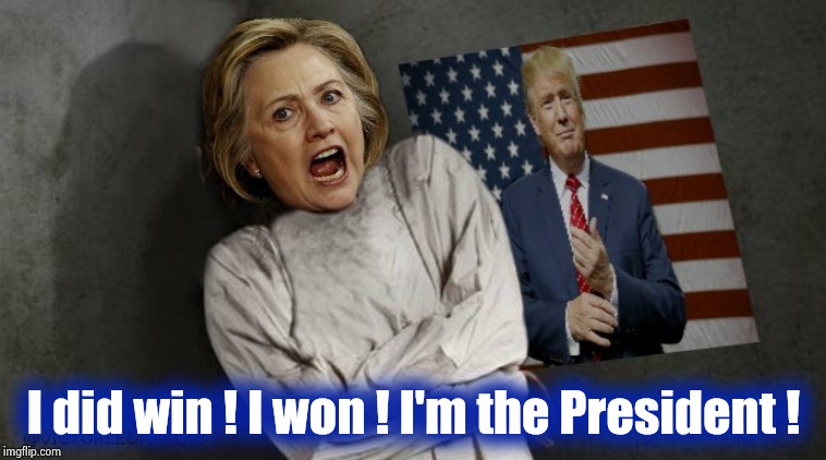 I did win ! I won ! I'm the President ! | image tagged in crazy hillary | made w/ Imgflip meme maker