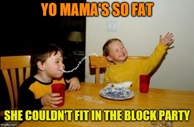 Yo Mamas So Fat Meme | YO MAMA'S SO FAT; SHE COULDN'T FIT IN THE BLOCK PARTY | image tagged in memes,yo mamas so fat,fun | made w/ Imgflip meme maker