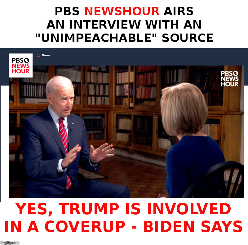 Joe Biden, Unimpeachable Source | image tagged in joe biden,pbs,mainstream media,fake news | made w/ Imgflip meme maker