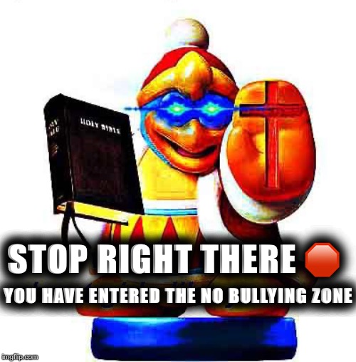 STOP RIGHT THERE 🛑; YOU HAVE ENTERED THE NO BULLYING ZONE | image tagged in funny | made w/ Imgflip meme maker