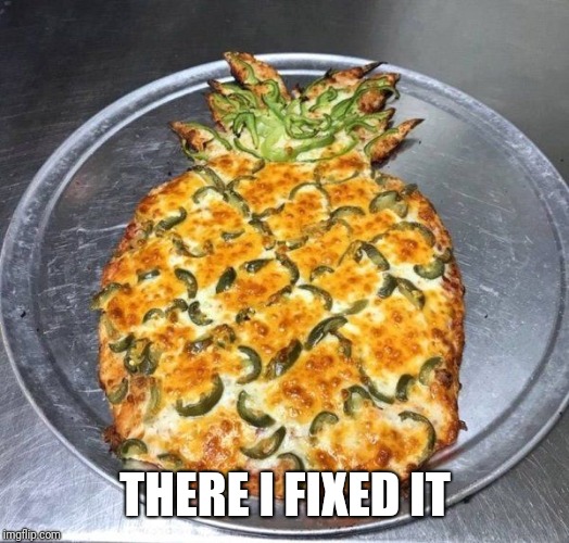 pineapple pizza | THERE I FIXED IT | image tagged in pineapple pizza | made w/ Imgflip meme maker