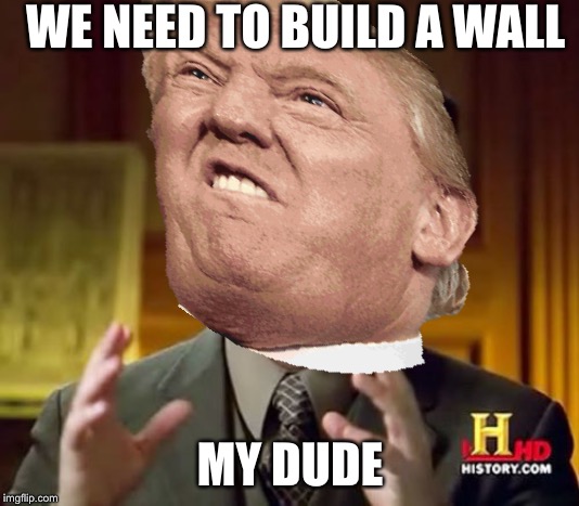 Poop | WE NEED TO BUILD A WALL; MY DUDE | image tagged in donald trump | made w/ Imgflip meme maker
