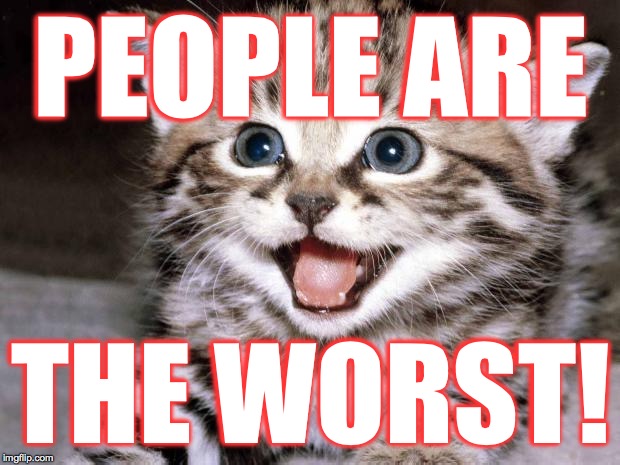 Uber Cute Cat | PEOPLE ARE THE WORST! | image tagged in uber cute cat | made w/ Imgflip meme maker