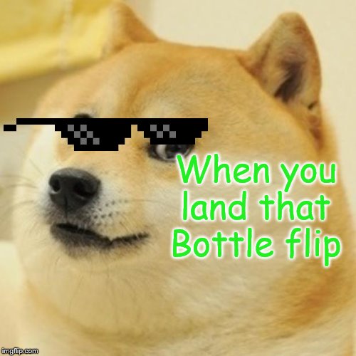Doge | When you land that Bottle flip | image tagged in memes,doge | made w/ Imgflip meme maker