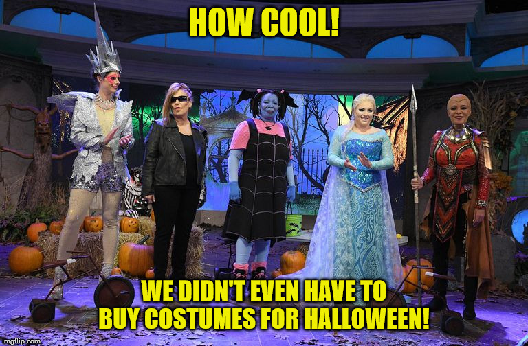 The View | HOW COOL! WE DIDN'T EVEN HAVE TO BUY COSTUMES FOR HALLOWEEN! | image tagged in the view | made w/ Imgflip meme maker