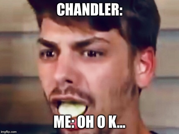 When chandler eats pickles | CHANDLER:; ME: OH O K… | image tagged in funny meme | made w/ Imgflip meme maker