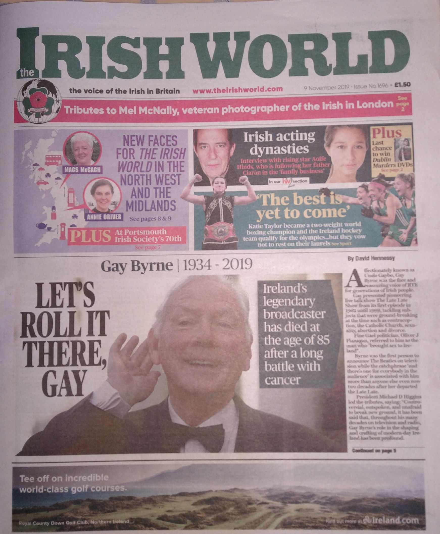 Gay Byrne tribute Irish World 9 Nov 19 Blank Meme Template