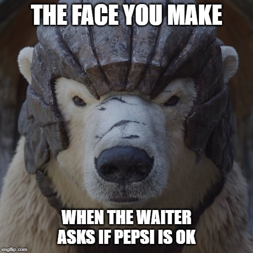 THE FACE YOU MAKE; WHEN THE WAITER ASKS IF PEPSI IS OK | image tagged in coca cola | made w/ Imgflip meme maker