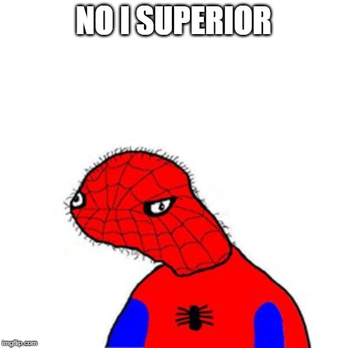 spoderman | NO I SUPERIOR | image tagged in spoderman | made w/ Imgflip meme maker