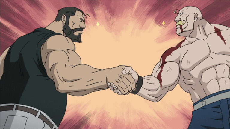 High Quality Buff Anime Guys Handshake Blank Meme Template