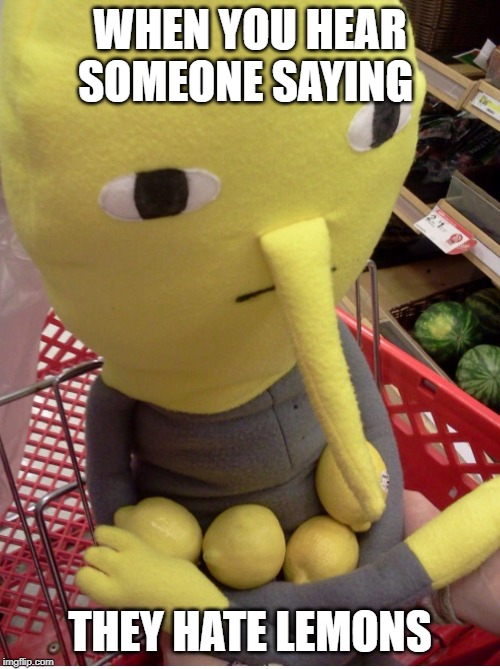 WHEN YOU HEAR SOMEONE SAYING; THEY HATE LEMONS | image tagged in lemongrab | made w/ Imgflip meme maker