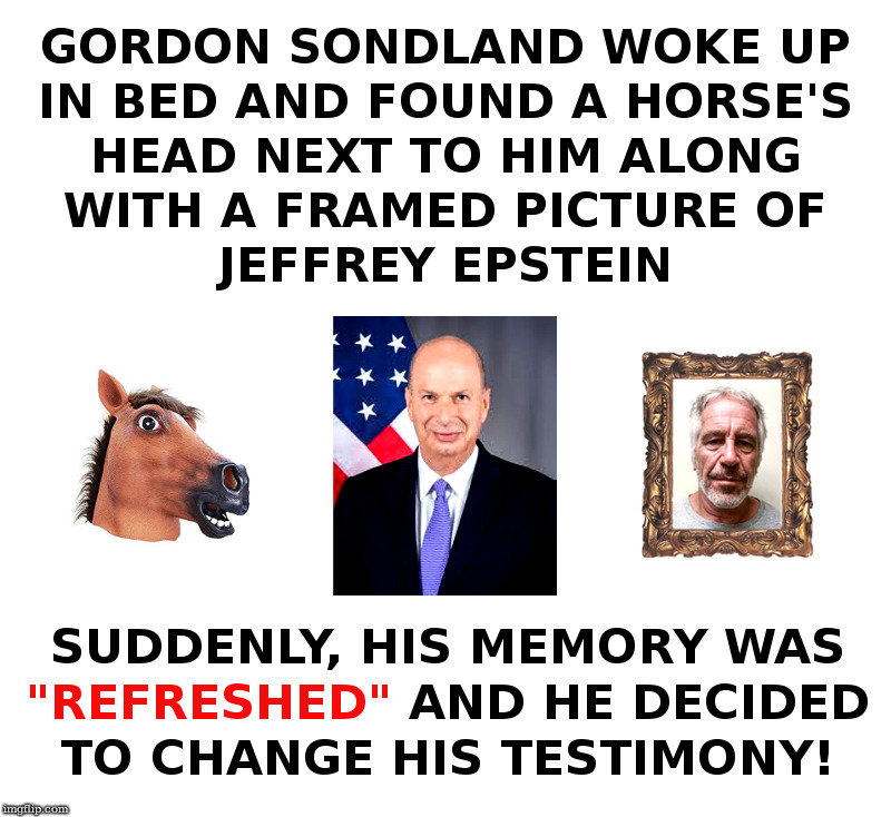 Gordon Sondland Changes His Testimony | image tagged in trump,ukraine,impeachment,deep state,the godfather,epstein | made w/ Imgflip meme maker