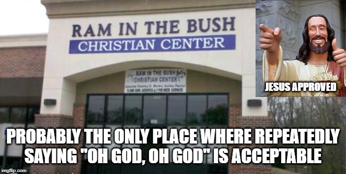 They'll Take You to Heaven | JESUS APPROVED; PROBABLY THE ONLY PLACE WHERE REPEATEDLY SAYING "OH GOD, OH GOD" IS ACCEPTABLE | image tagged in funny signs | made w/ Imgflip meme maker