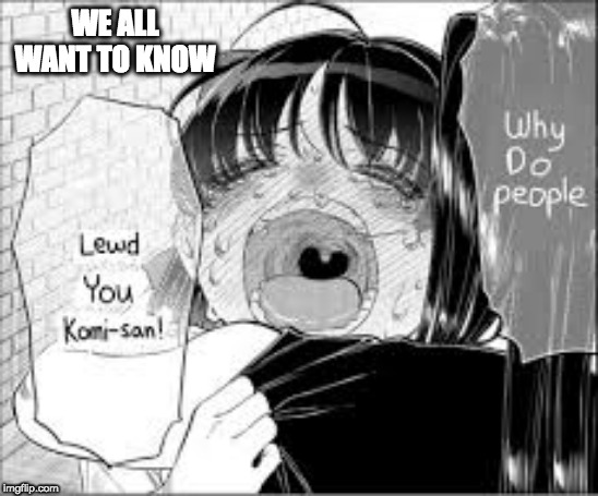 WHY DO PEOPLE HAVE TO LEWD KOMI-SAN? | WE ALL WANT TO KNOW | image tagged in komi san,anime,manga,memes,lewd | made w/ Imgflip meme maker